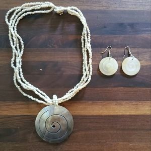 Shell Necklace and shell earing jewelry set